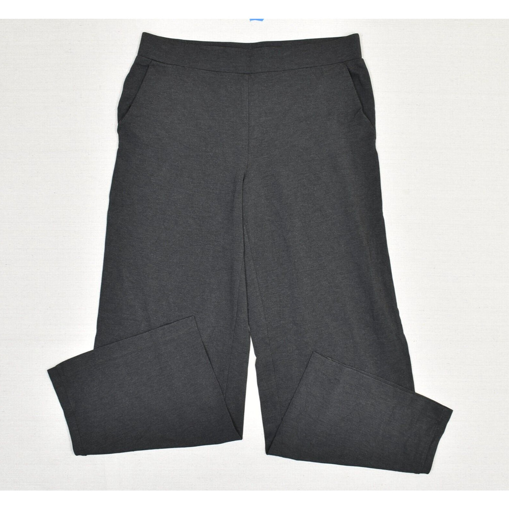 LOFT Charcoal Cropped Wide-Leg Pants